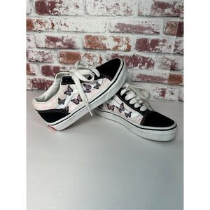 Vans Old Skool Checkerboard Skate Shoe - Little Kid - Black / White / Butterflie